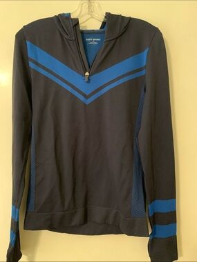 Tory Sport Navy and Royal Blue Chevron Half-Zip Hoodie